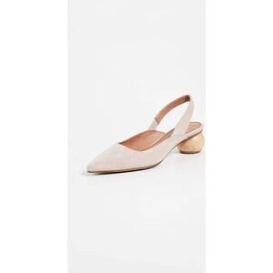 NIB Matiko Womens Size 6.5 Nude Slingback‎ Pointed Toe Block Heel Shoes
